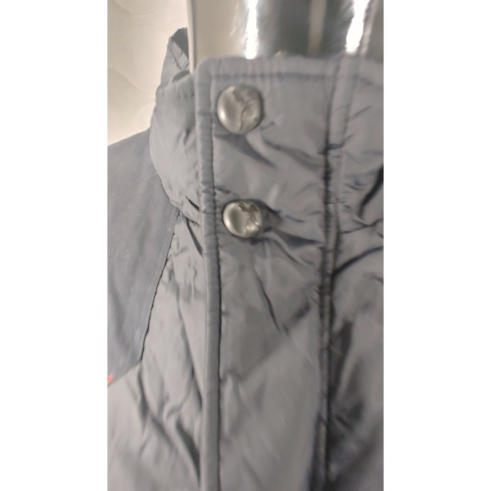 Marc Ecko Cut & Sew Mens XL Puffer Vest Navy Blue Quilted Full Zip Yellow Lining - Picture 2 of 6